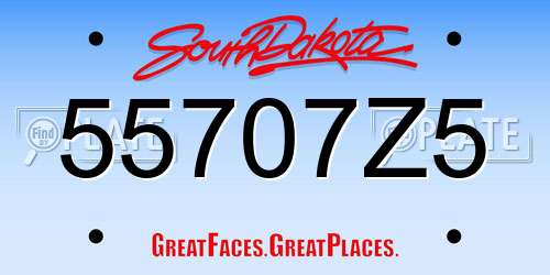 55707Z5 South Dakota License Plate