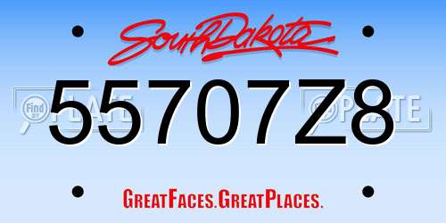 55707Z8 South Dakota License Plate