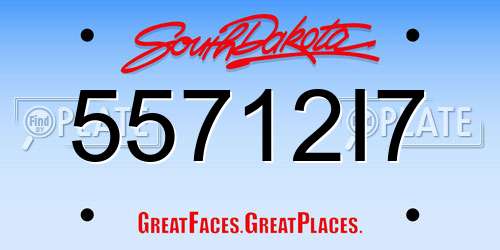 55712I7 South Dakota License Plate