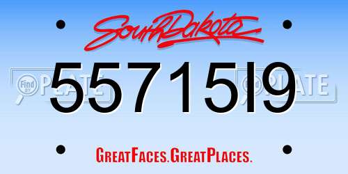 55715I9 South Dakota License Plate