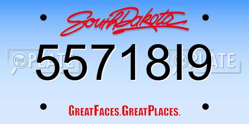 55718I9 South Dakota License Plate