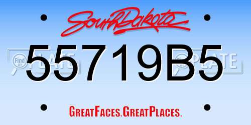55719B5 South Dakota License Plate
