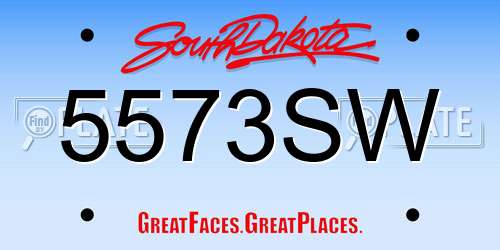 5573SW South Dakota License Plate