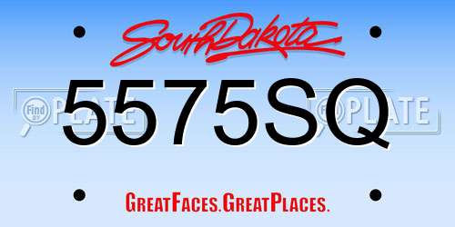 5575SQ South Dakota License Plate