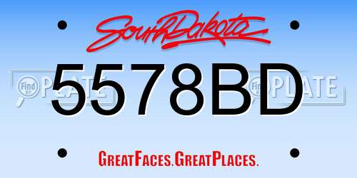 5578BD South Dakota License Plate