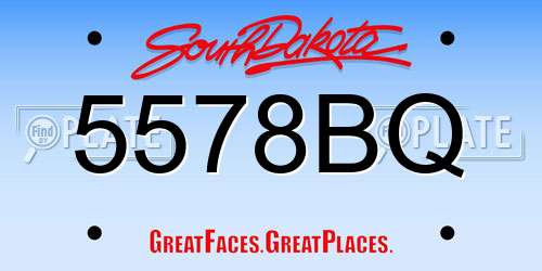 5578BQ South Dakota License Plate