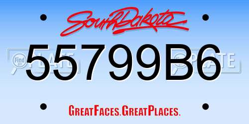 55799B6 South Dakota License Plate