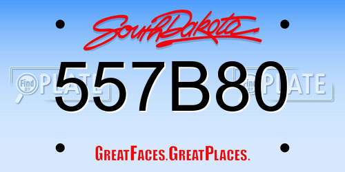 557B80 South Dakota License Plate