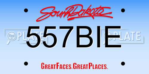 557BIE South Dakota License Plate