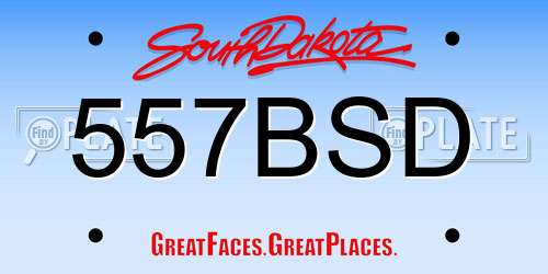 557BSD South Dakota License Plate