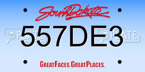 557DE3 South Dakota License Plate