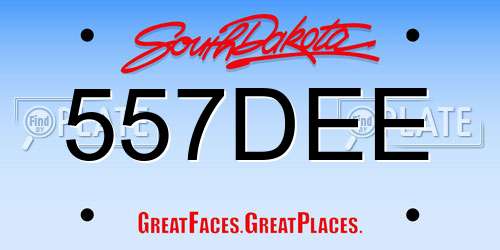 557DEE South Dakota License Plate