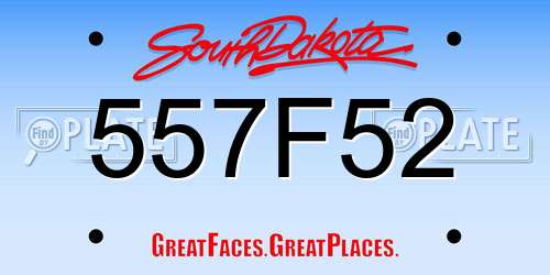 557F52 South Dakota License Plate