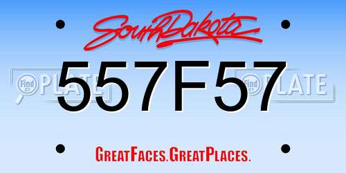 557F57 South Dakota License Plate