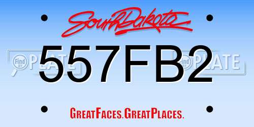 557FB2 South Dakota License Plate