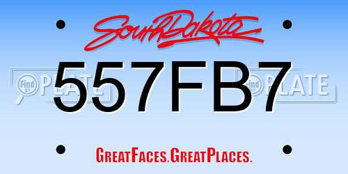 557FB7 South Dakota License Plate