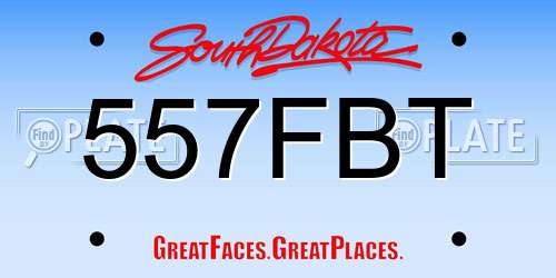 557FBT South Dakota License Plate