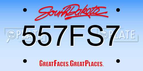 557FS7 South Dakota License Plate
