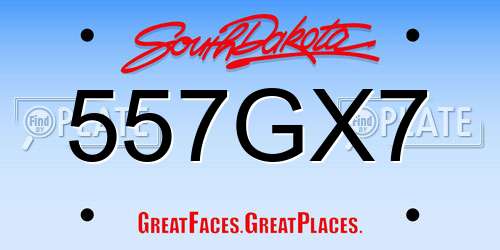 557GX7 South Dakota License Plate