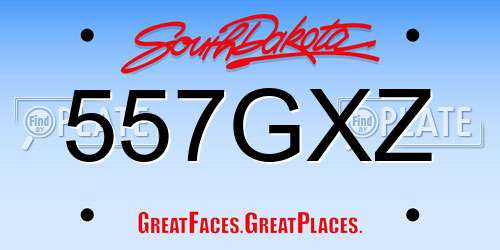557GXZ South Dakota License Plate