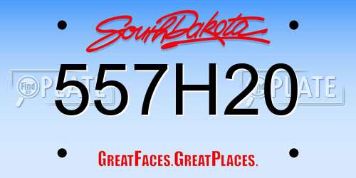 557H20 South Dakota License Plate