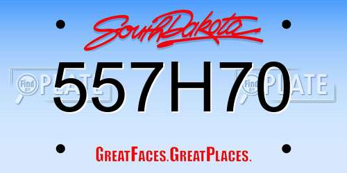 557H70 South Dakota License Plate