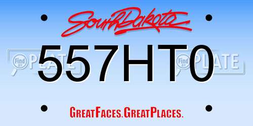 557HT0 South Dakota License Plate