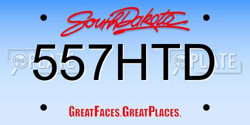557HTD South Dakota License Plate