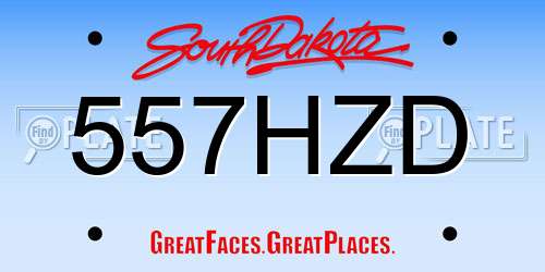 557HZD South Dakota License Plate