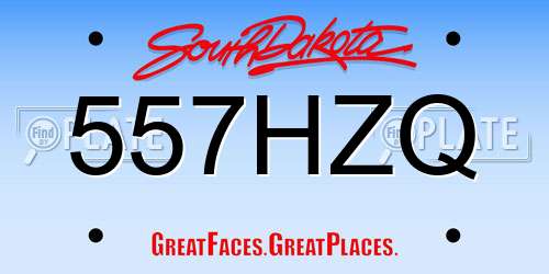 557HZQ South Dakota License Plate
