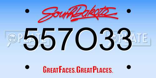 557O33 South Dakota License Plate
