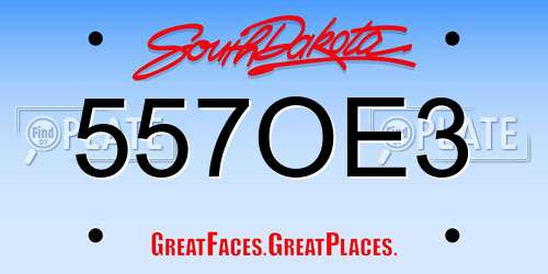 557OE3 South Dakota License Plate
