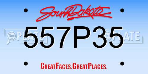 557P35 South Dakota License Plate