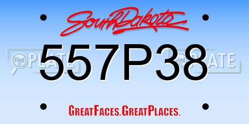 557P38 South Dakota License Plate