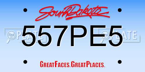557PE5 South Dakota License Plate