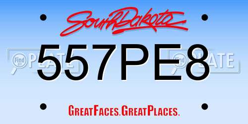 557PE8 South Dakota License Plate