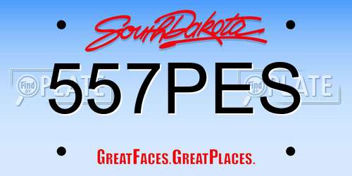 557PES South Dakota License Plate