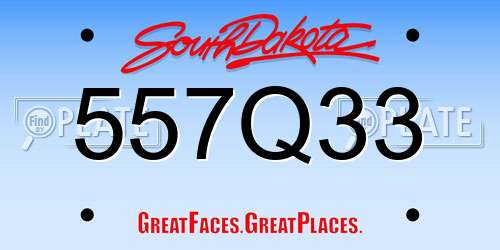 557Q33 South Dakota License Plate