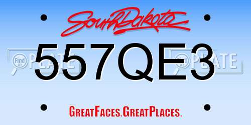 557QE3 South Dakota License Plate