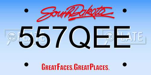 557QEE South Dakota License Plate
