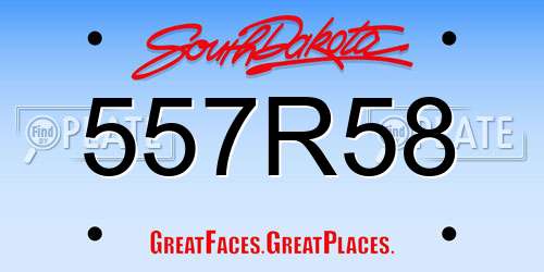557R58 South Dakota License Plate