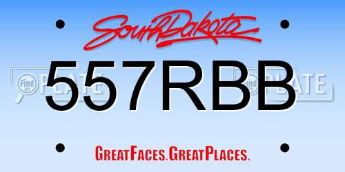 557RBB South Dakota License Plate