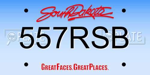 557RSB South Dakota License Plate