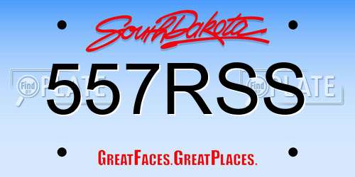 557RSS South Dakota License Plate