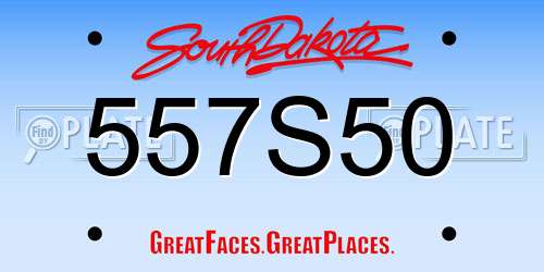 557S50 South Dakota License Plate