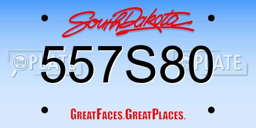 557S80 South Dakota License Plate