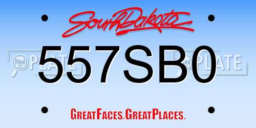 557SB0 South Dakota License Plate