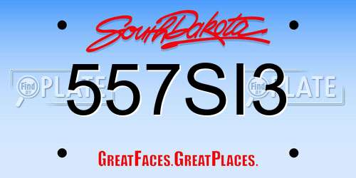 557SI3 South Dakota License Plate