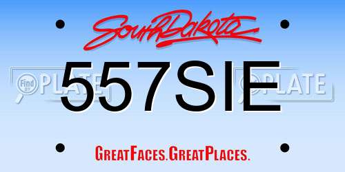 557SIE South Dakota License Plate