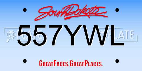 557YWL South Dakota License Plate